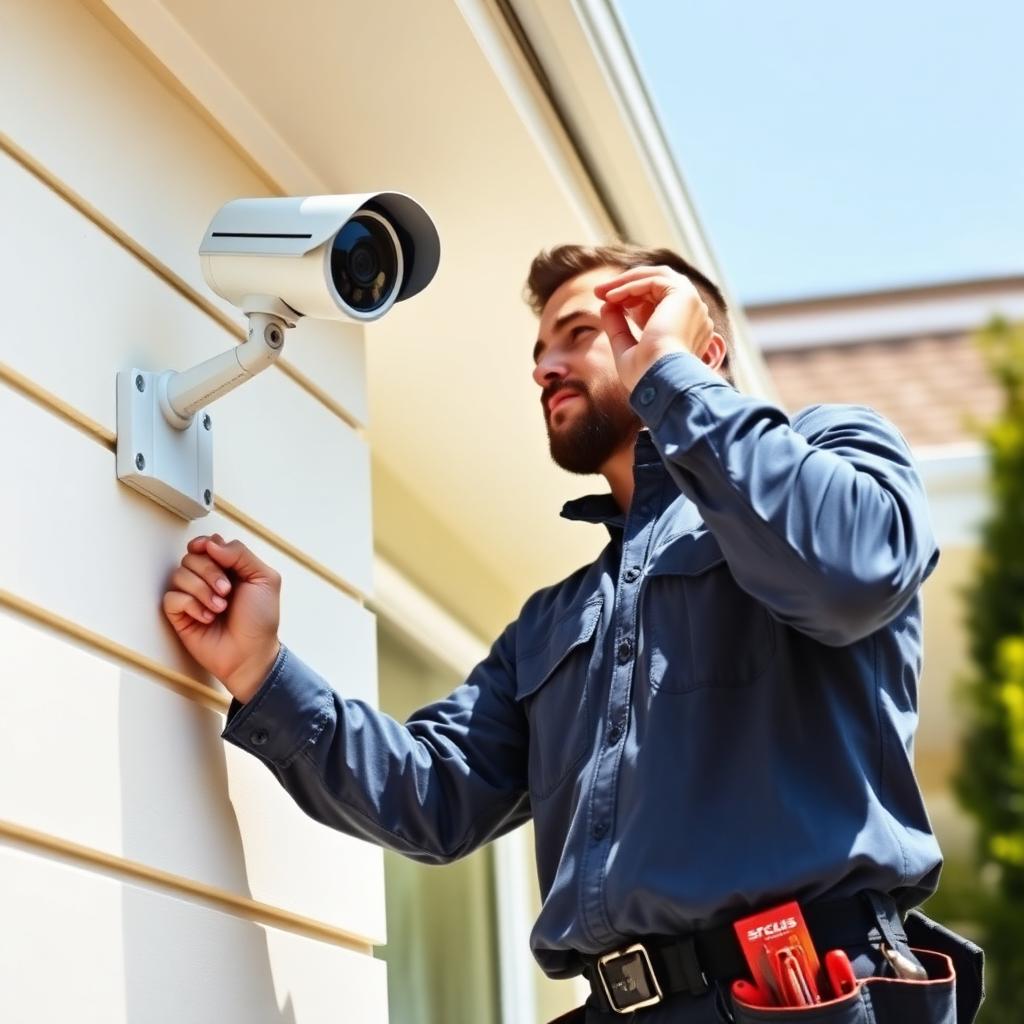 Technician performing an in-home TV mounting and smart-home installation